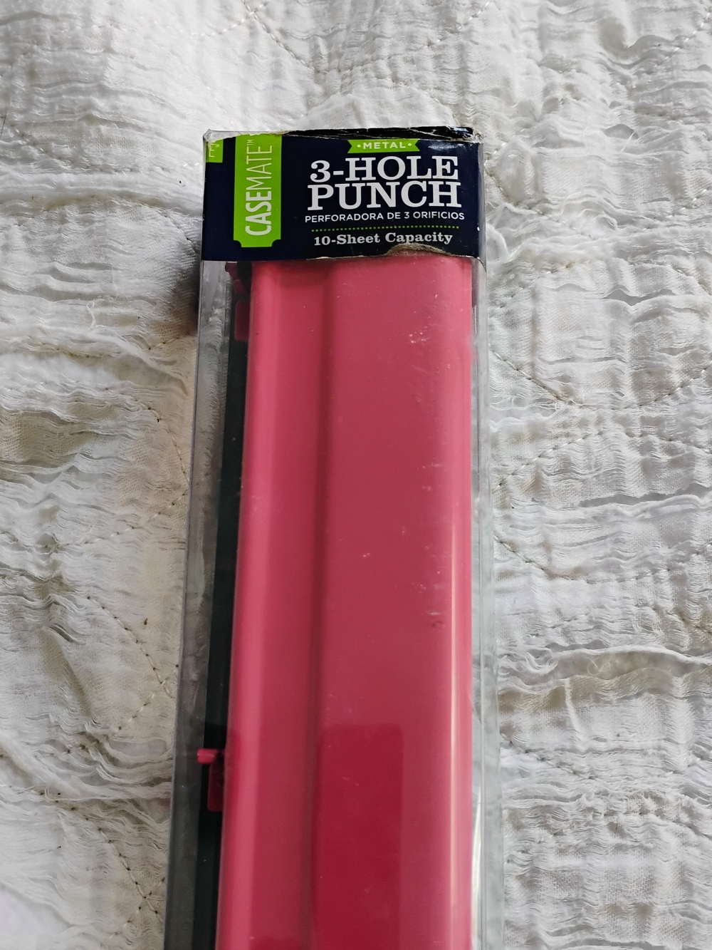 Casemate Pink 3-Hole Metal Punch - 10-Sheet Capacity